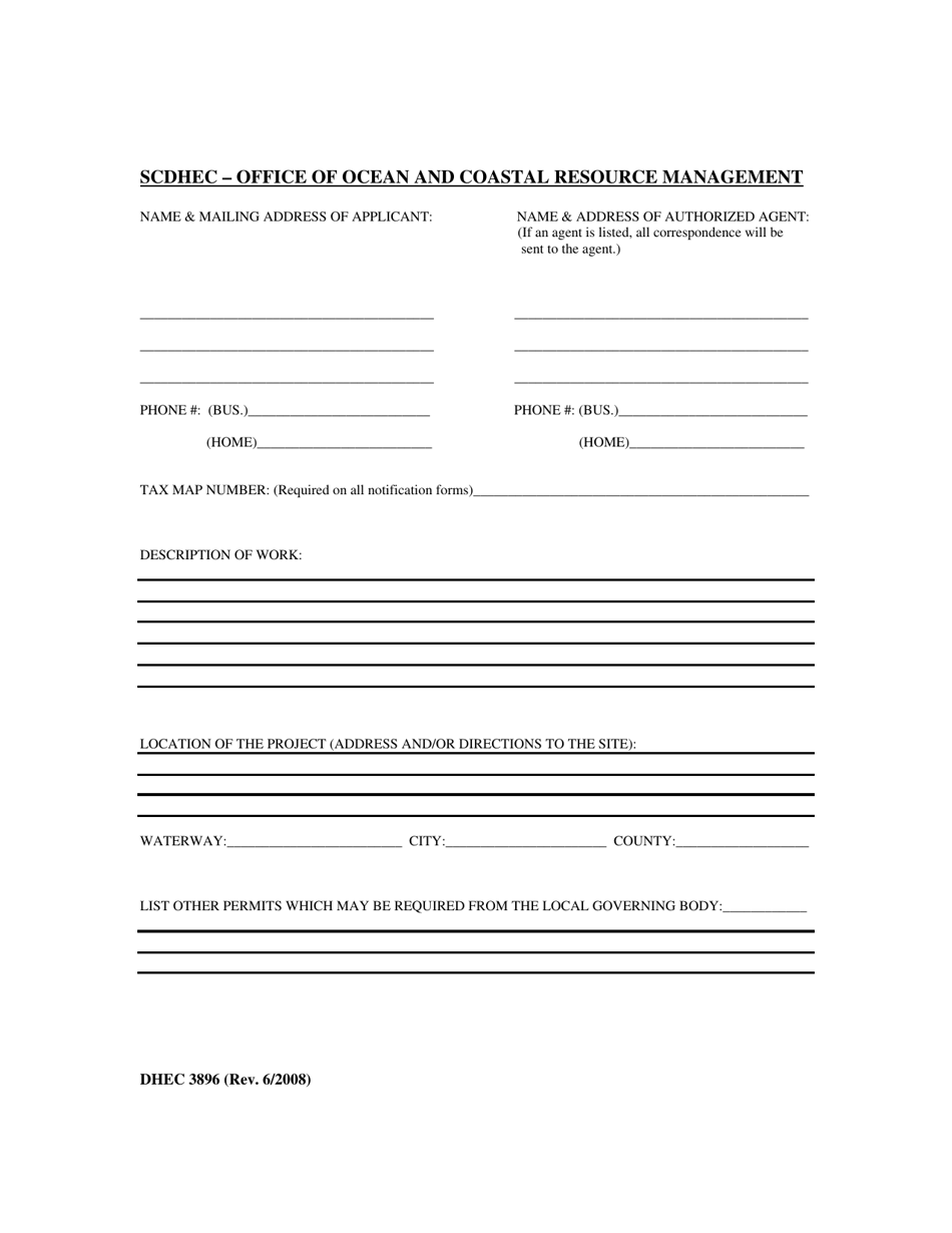 DHEC Form 3896 Beachfront Notification Form - South Carolina, Page 3
