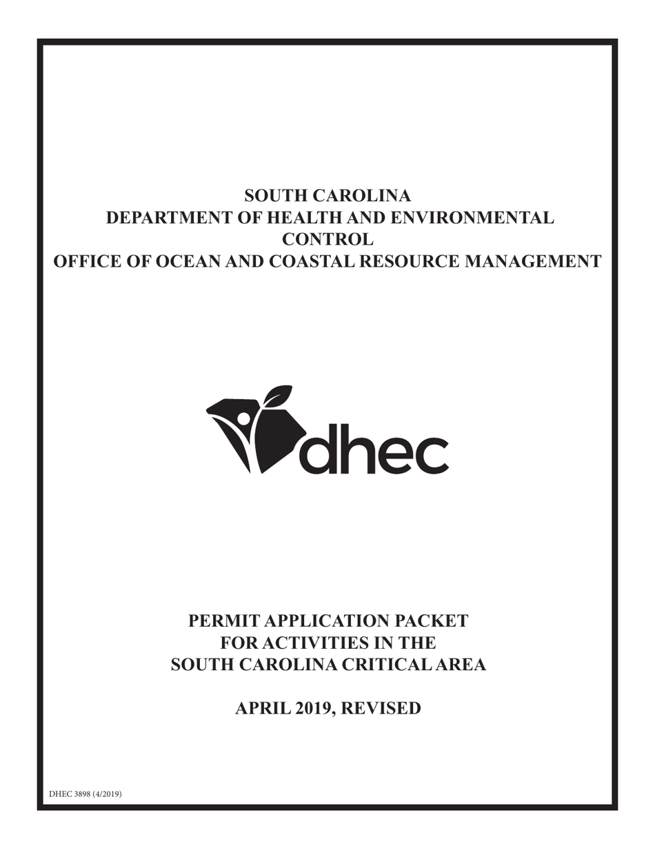 DHEC Form 3898 Permit Application Packet for Activities in the South Carolina Critical Area - South Carolina, Page 1