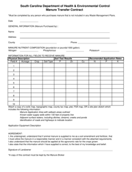 Document preview: Manure Transfer Contract Form - South Carolina