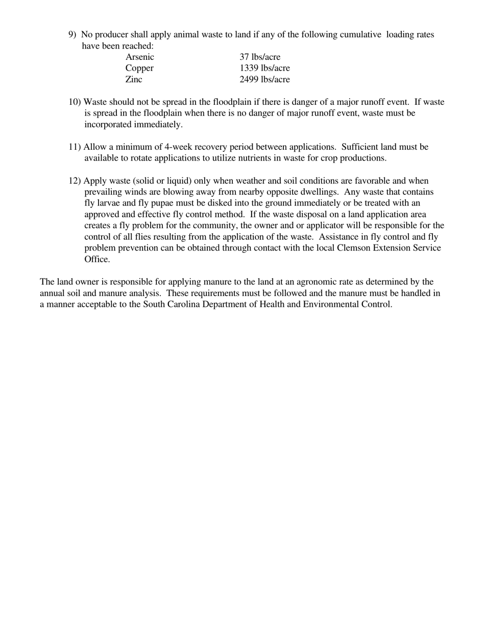 Manure Transfer Contract Form - South Carolina, Page 3