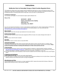 DHEC Form 2605 Notification Form for Ownership Change of South Carolina Regulated Dams - South Carolina, Page 2