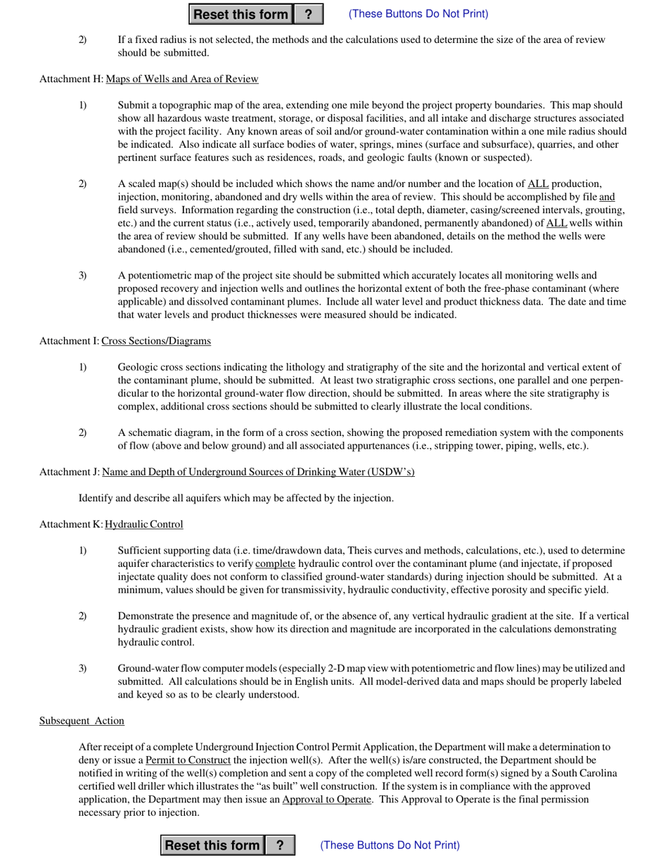 DHEC Form 2502 (I UIC) Underground Injection Control Permit Application - South Carolina, Page 4