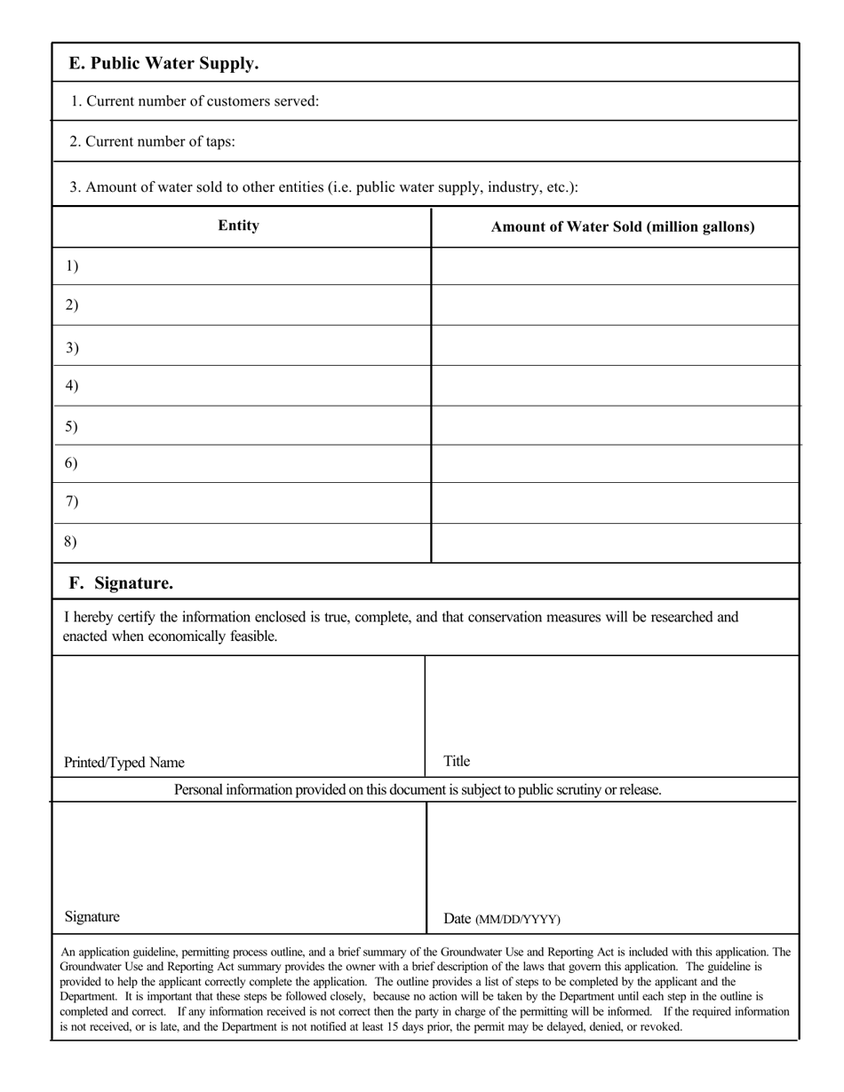 DHEC Form 2504 Groundwater Withdrawal Permit Application - South Carolina, Page 5