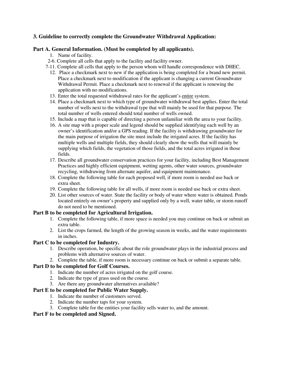 DHEC Form 2504 Groundwater Withdrawal Permit Application - South Carolina, Page 7