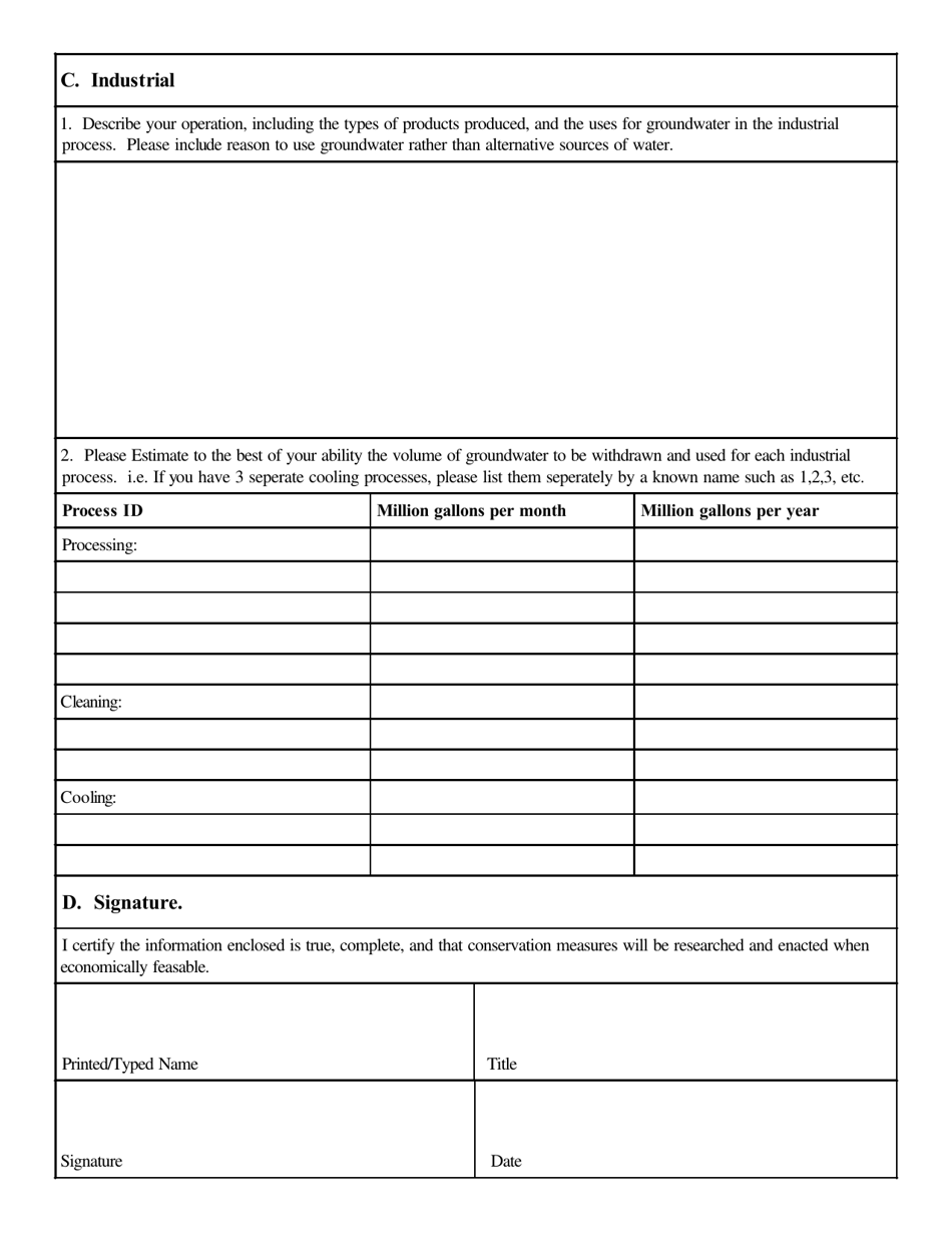 DHEC Form 3581 Application for Groundwater Withdrawal Permit Renewal - South Carolina, Page 4