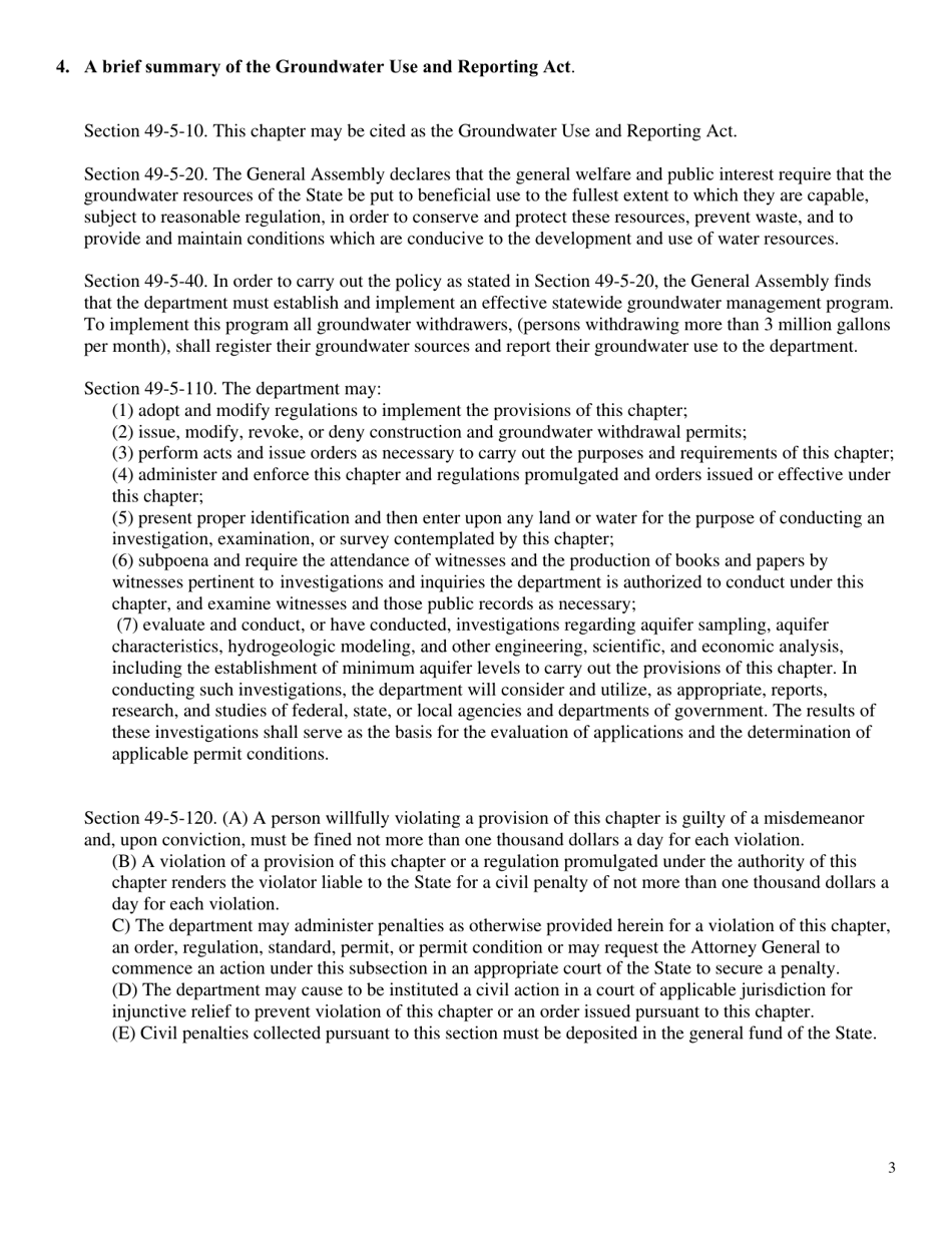 DHEC Form 3581 Application for Groundwater Withdrawal Permit Renewal - South Carolina, Page 7