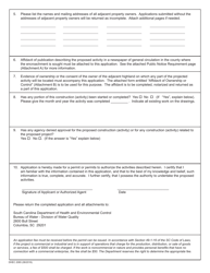 DHEC Form 2065 Permit Application for Construction in Navigable Waters - South Carolina, Page 2