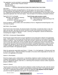 DHEC Form 2501 Application to Construct a Recreational Water Facility - South Carolina, Page 2
