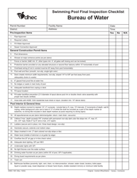 DHEC Form 1931 Swimming Pool Final Inspection Checklist - South Carolina
