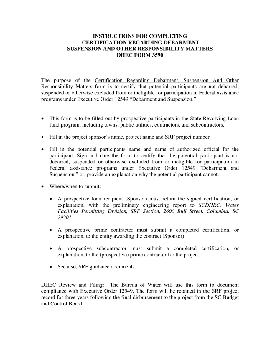 DHEC Form 3590 Fill Out, Sign Online and Download Printable PDF