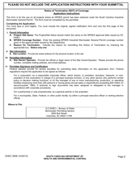 DHEC Form 2609 Notice of Termination (Not) of Coverage for Stormwater Discharges Associated With Industrial Activity Under Scr000000 - South Carolina, Page 2