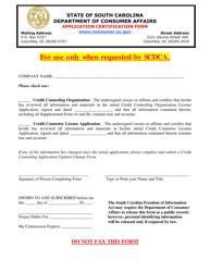 Document preview: Application Certification Form - South Carolina