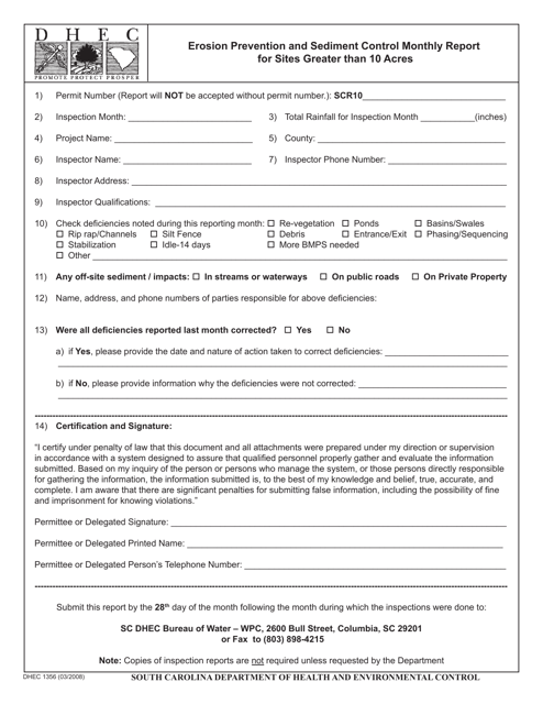 DHEC Form 1356  Printable Pdf
