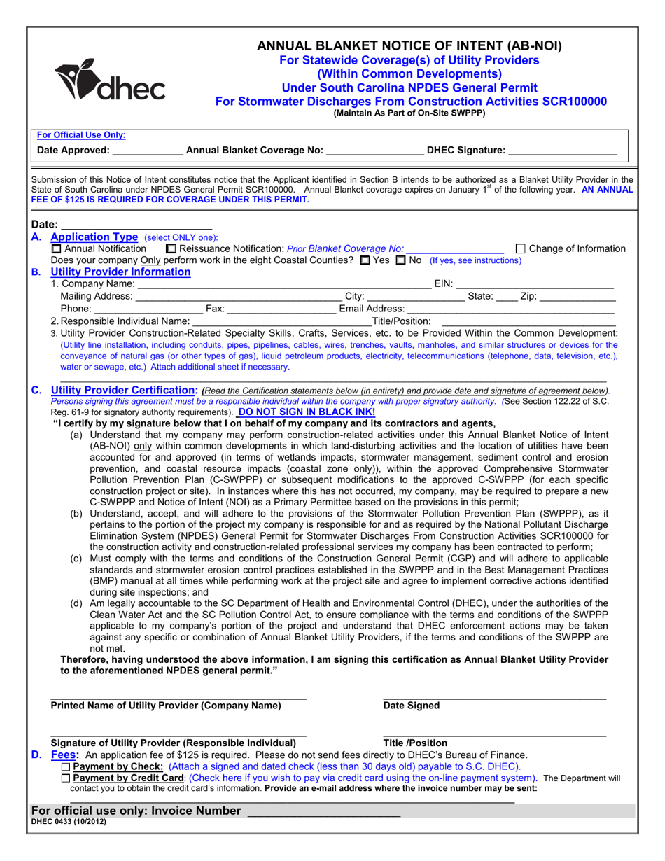 Dhec form 0433 fill out sign online and download fillable pdf south