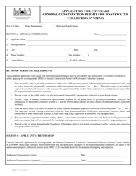 DHEC Form 1794 Application for Coverage General Construction Permit for Wastewater Collection Systems - South Carolina
