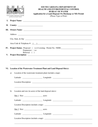 Application for a Land Disposal (No Discharge or Nd) Permit - South Carolina, Page 3