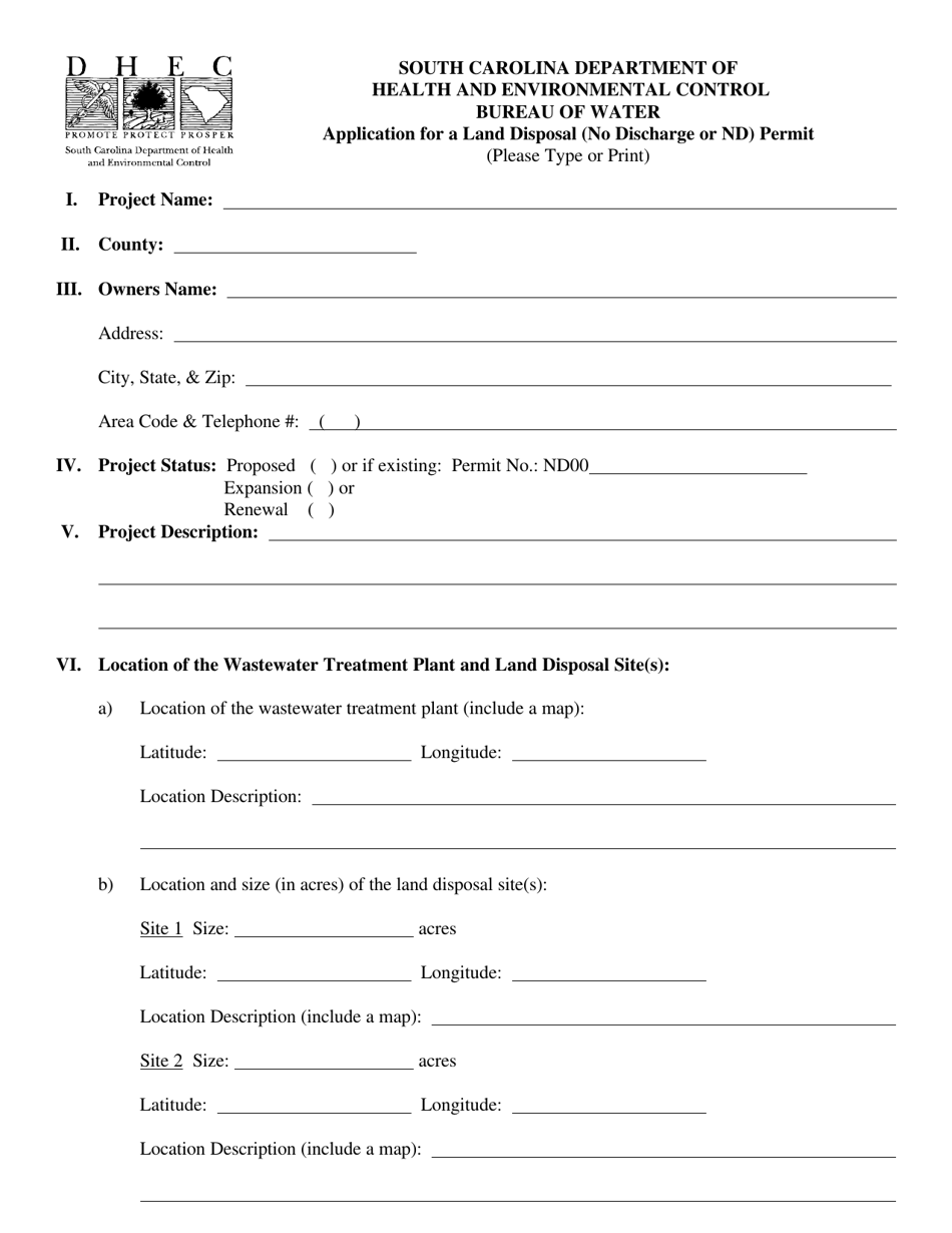 Application for a Land Disposal (No Discharge or Nd) Permit - South Carolina, Page 3