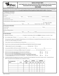 DHEC Form 3239 Notice of Intent (Noi) - Land Application General Permit for Mine Dewatering and Stormwater Associated With Nonmetallic Mineral Mining Facilities Ndg730000 - South Carolina