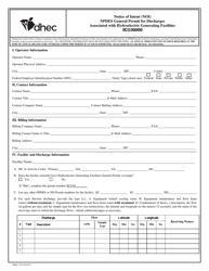 DHEC Form 2239 Notice of Intent (Noi) - Npdes General Permit for Discharges Associated With Hydroelectric Generating Facilities Scg360000 - South Carolina