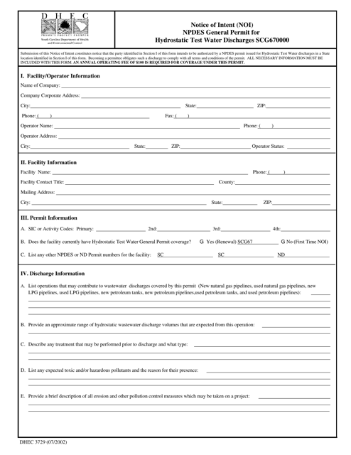 DHEC Form 3729  Printable Pdf