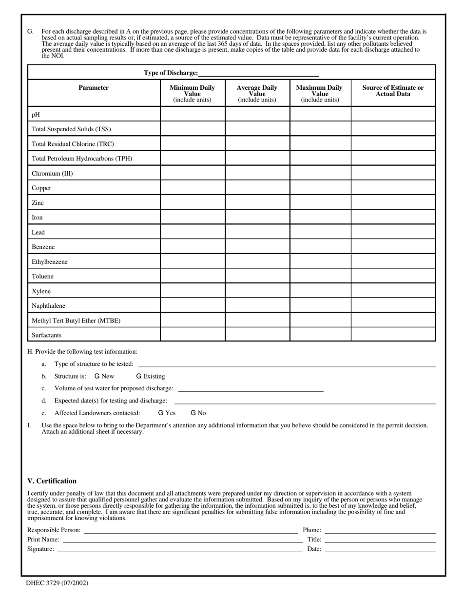 DHEC Form 3729 - Fill Out, Sign Online and Download Printable PDF ...