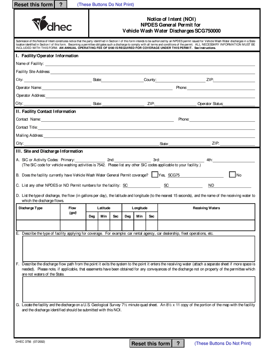 Dhec Form 3756 Fill Out Sign Online And Download Fillable Pdf South