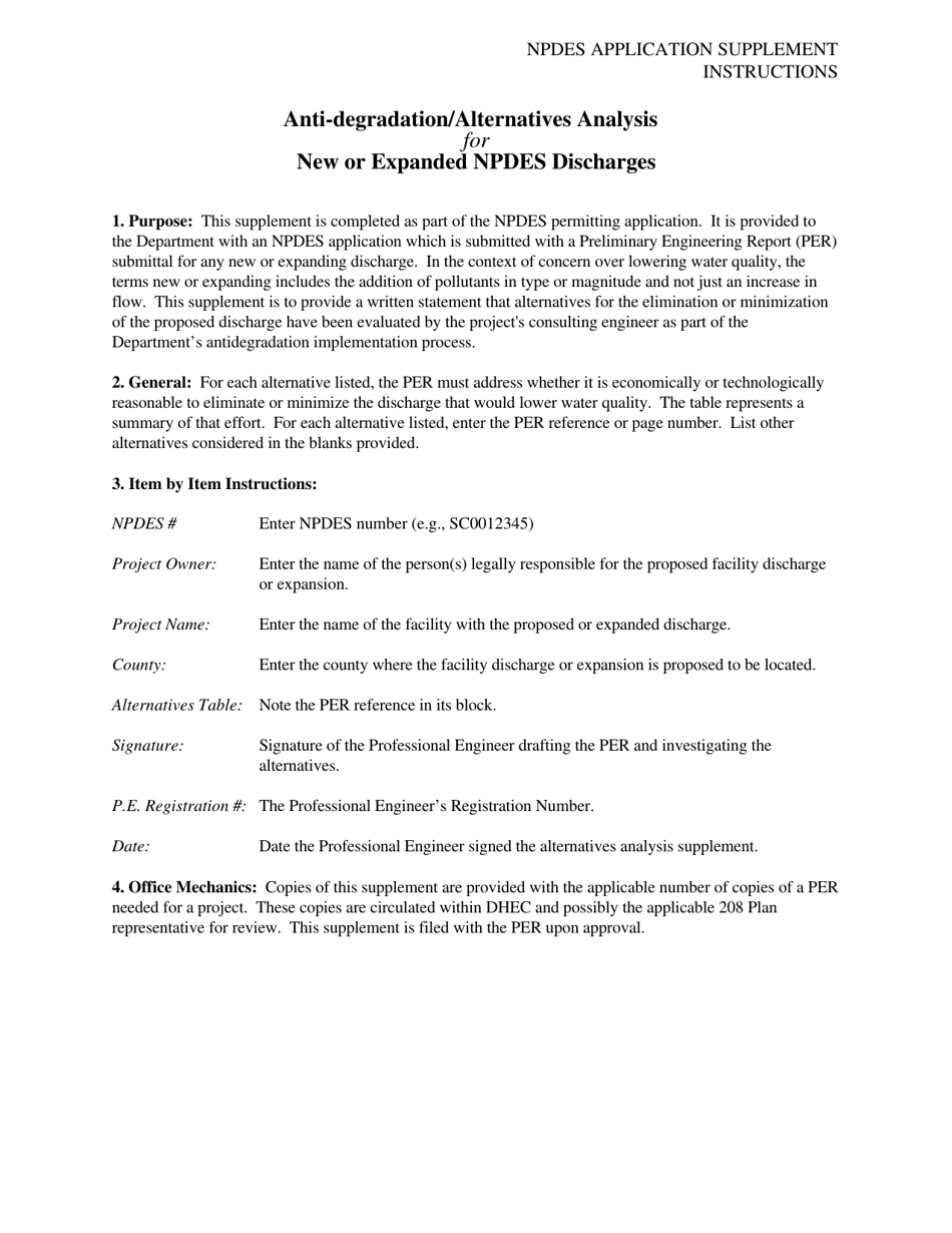 Antidegradation / Alternatives Analysis for New or Expanded Npdes Discharges - South Carolina, Page 2