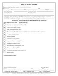 DHEC Form 3485 Interfacility Transport Form - South Carolina, Page 2