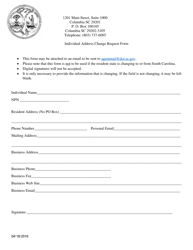 Document preview: Individual Address Change Request Form - South Carolina