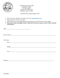Document preview: Individual Name Change Request Form - South Carolina