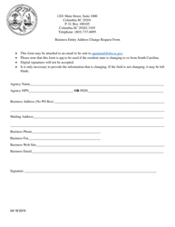 Document preview: Business Entity Address Change Request Form - South Carolina