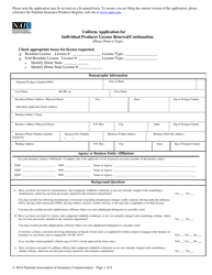 Uniform Application for Individual Producer License Renewal/Continuation - South Carolina
