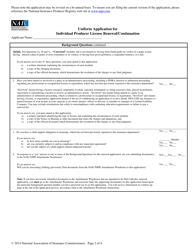 Uniform Application for Individual Producer License Renewal/Continuation - South Carolina, Page 2