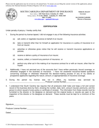 Uniform Application for Individual Producer License Renewal/Continuation - South Carolina, Page 4