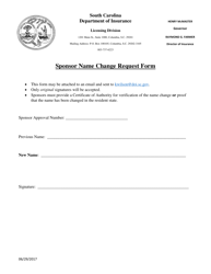 Document preview: Sponsor Name Change Request Form - South Carolina