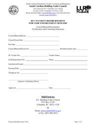 Document preview: Bcc Payment Reimbursement for Code Enforcement Officers - South Carolina