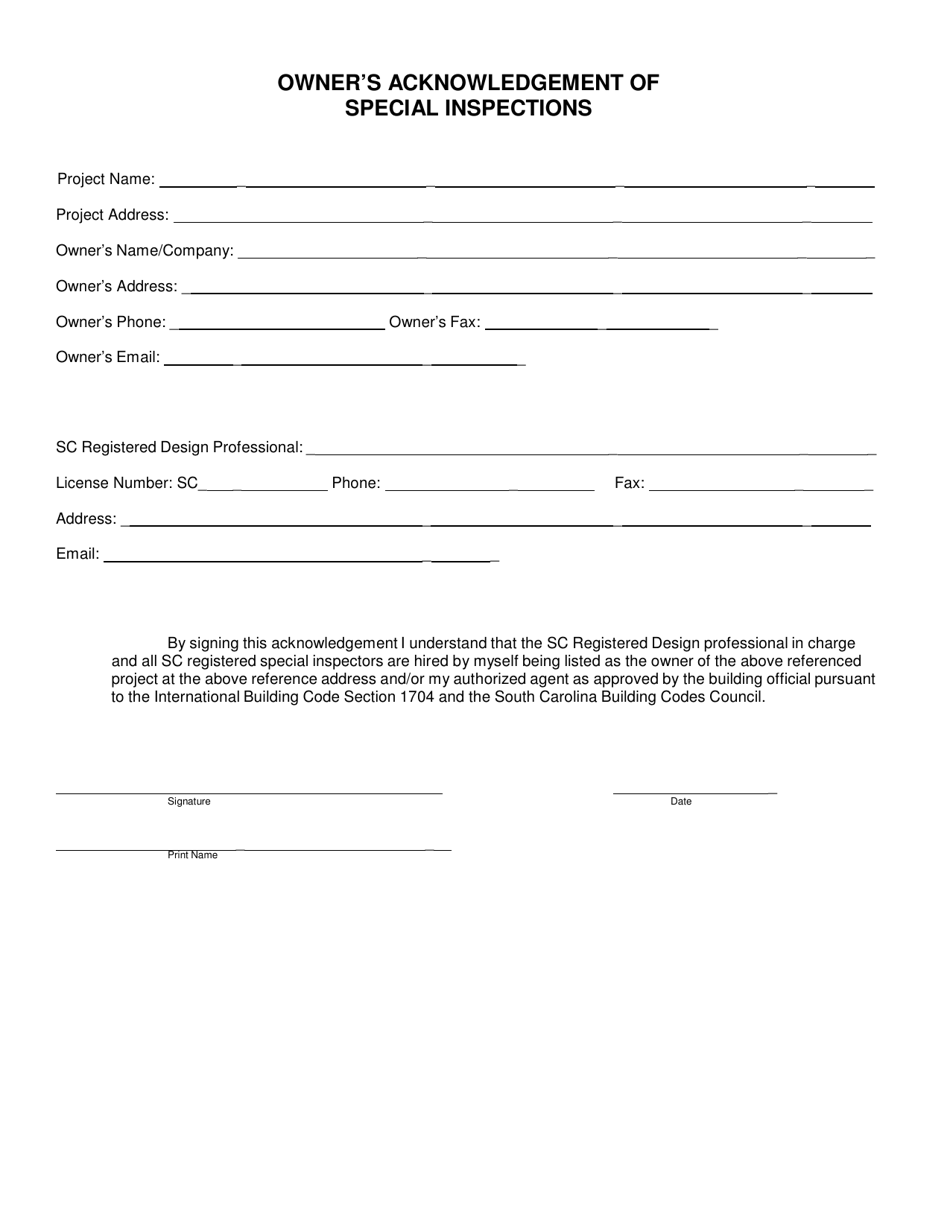 Statement of Special Inspections - South Carolina, Page 3