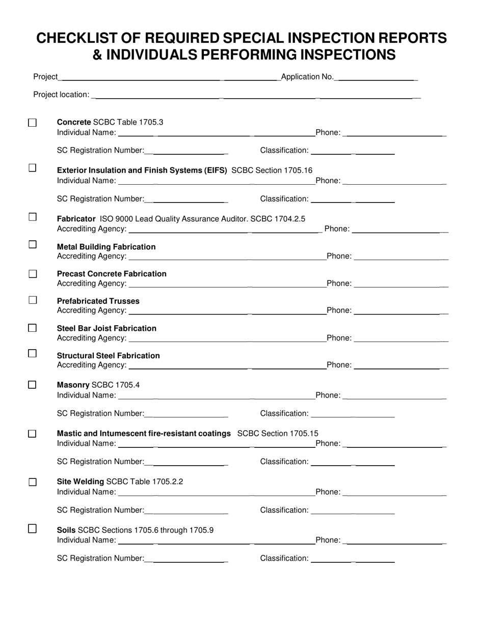 Statement of Special Inspections - South Carolina, Page 4