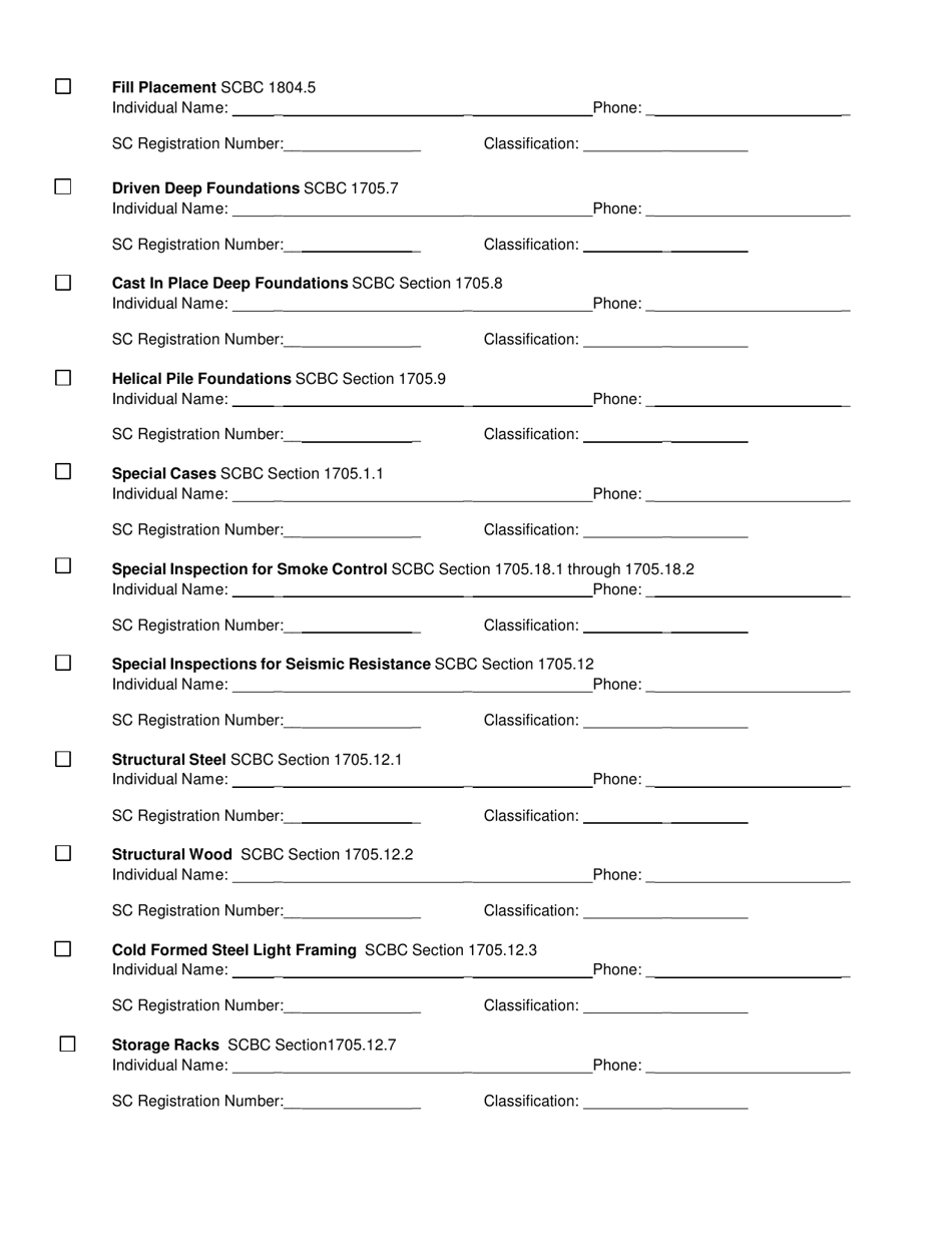 Statement of Special Inspections - South Carolina, Page 5