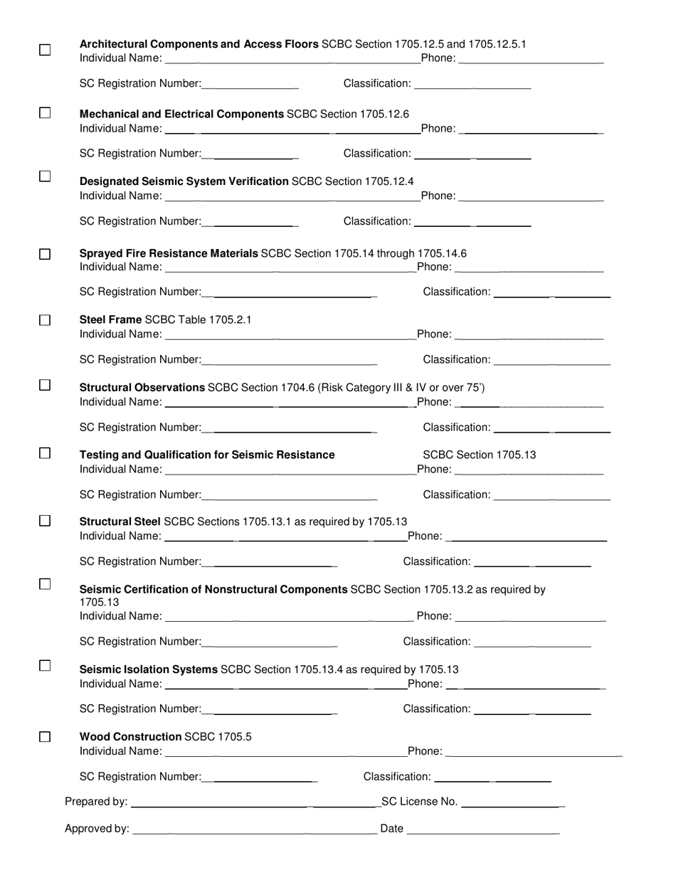 Statement of Special Inspections - South Carolina, Page 6