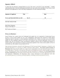Application for Registration of Special Inspectors - South Carolina, Page 3
