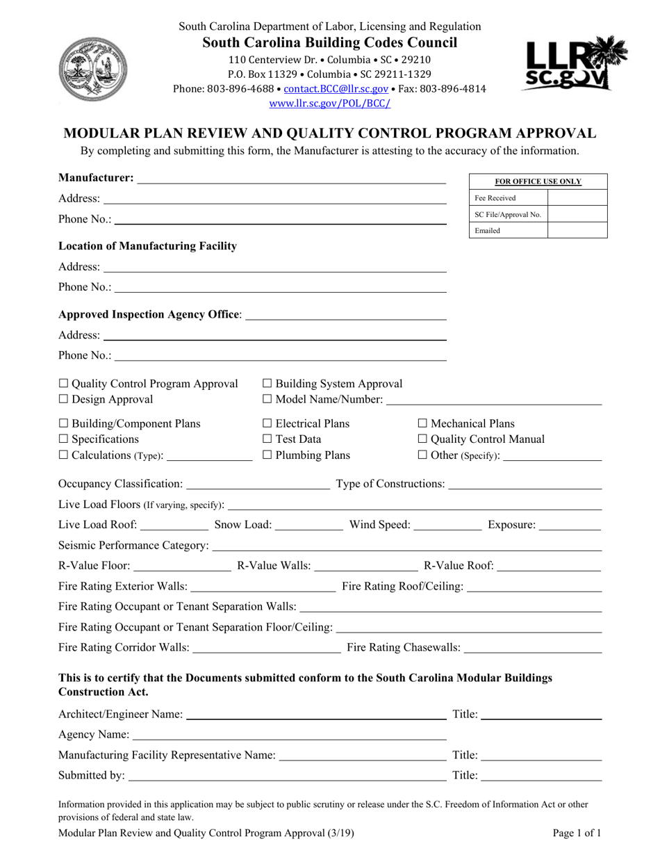 Southern Building Control Application Example South Carolina Modular Plan Review and Quality Control Program Approval ...