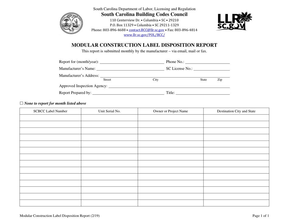 south-carolina-modular-construction-label-disposition-report-fill-out