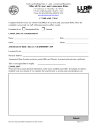 Document preview: Complaint Form - South Carolina