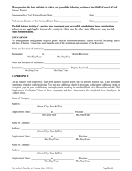 Application for Certification as Soil Classifier-In-training or Licensure as Professional Soil Classifier - South Carolina, Page 2