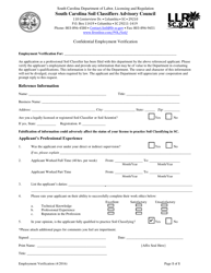 Document preview: Confidential Employment Verification Form - South Carolina