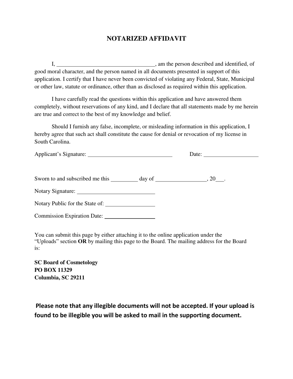 Cosmetology Endorsement Application - South Carolina, Page 3