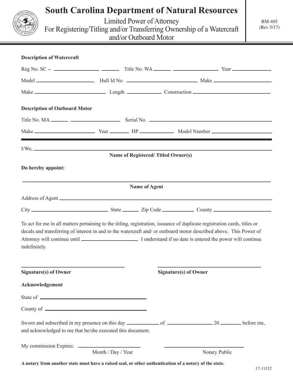 Form BM-405 - Fill Out, Sign Online and Download Printable PDF, South ...