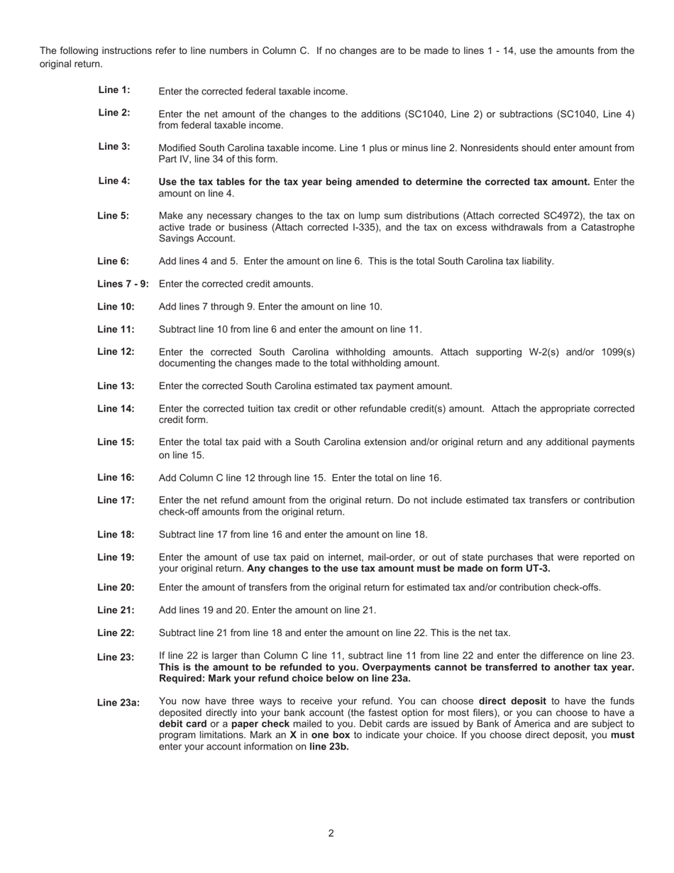 Form SC1040X Amended Individual Income Tax - South Carolina, Page 4