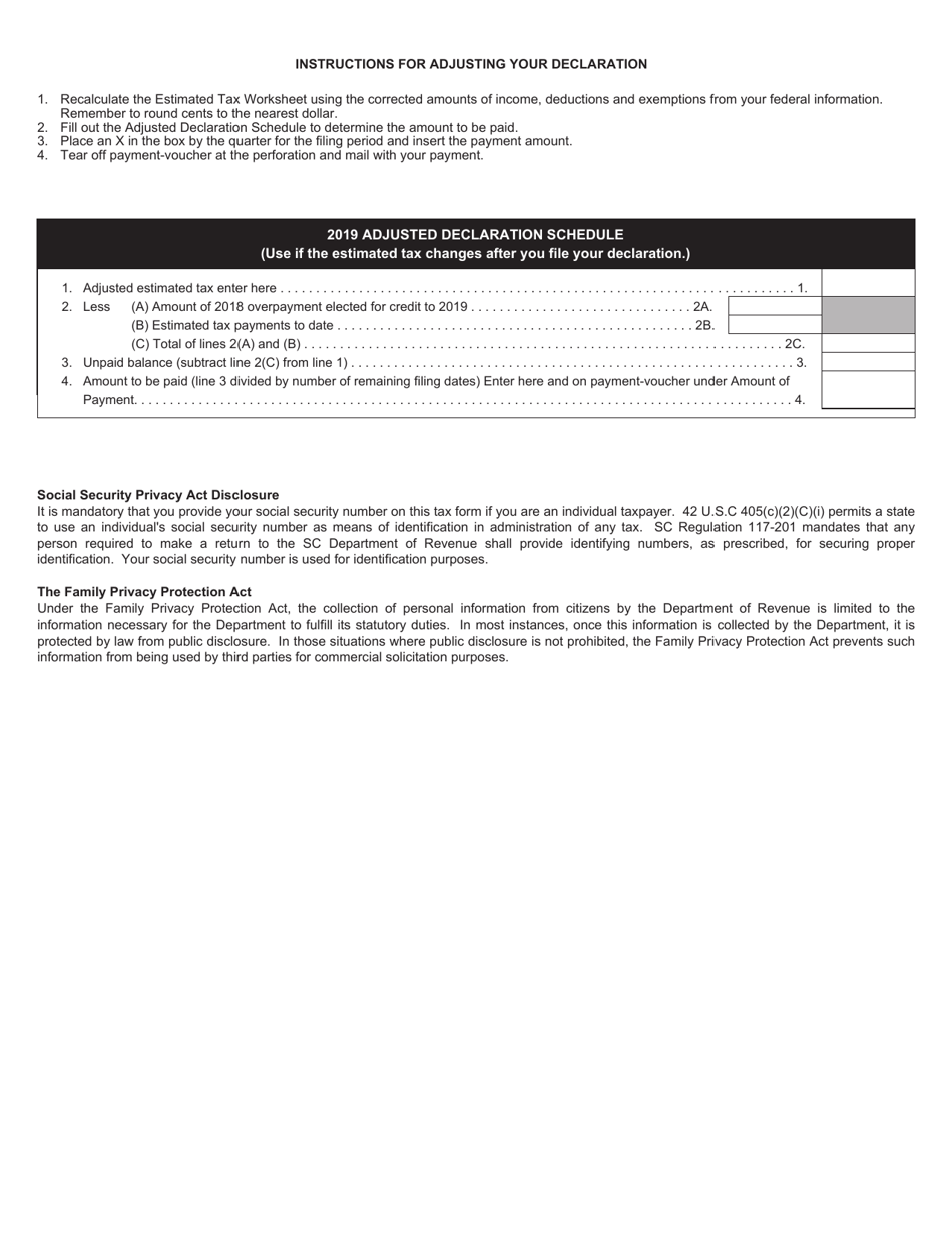 Form SC1040ES Individual Declaration of Estimated Tax - South Carolina, Page 4